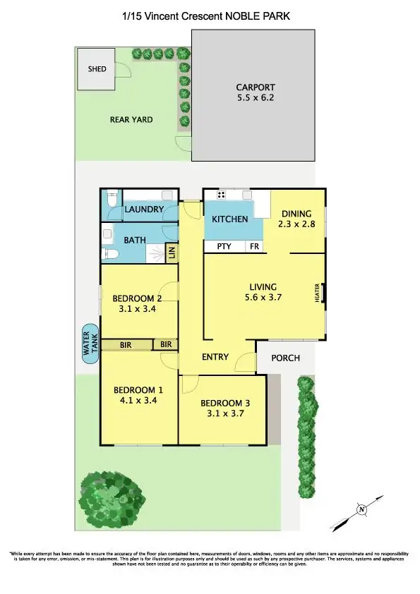 Floorplan of Homely unit listing, 1/15 Vincent Crescent, Noble Park VIC 3174
