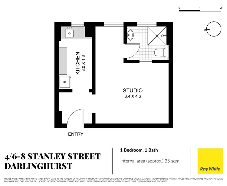 Floorplan of Homely studio listing, 4/6-8 Stanley Street, Darlinghurst NSW 2010