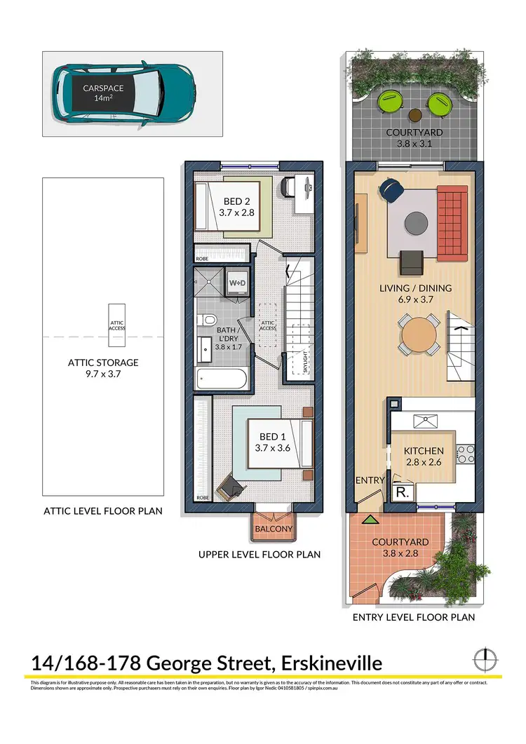 Floorplan of Homely townhouse listing, 14/168 George Street, Erskineville NSW 2043
