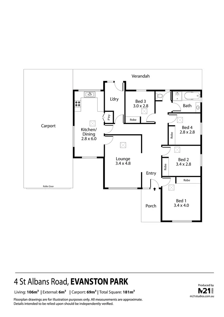 Floorplan of Homely house listing, 4 St Albans Road, Evanston Park SA 5116