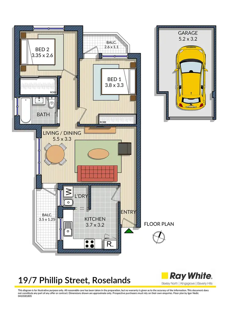 Floorplan of Homely unit listing, 19/7 Phillip Street, Roselands NSW 2196