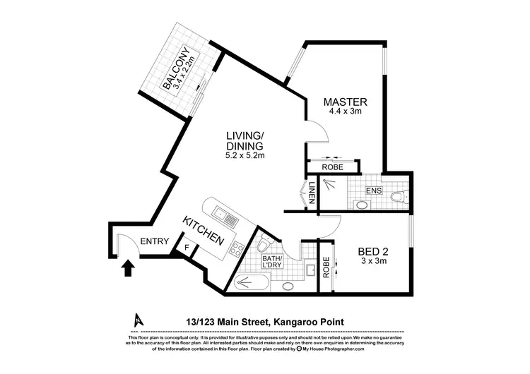 Floorplan of Homely apartment listing, 13/123 Main Street, Kangaroo Point QLD 4169