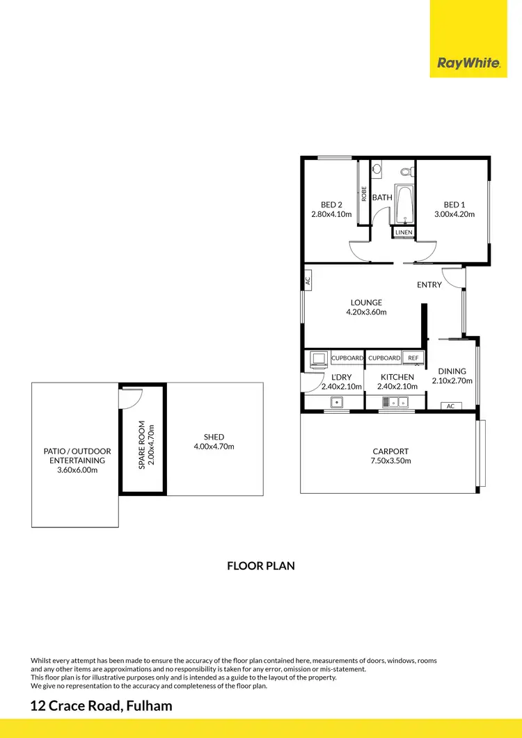 Floorplan of Homely house listing, 12 Crace Road, Fulham SA 5024