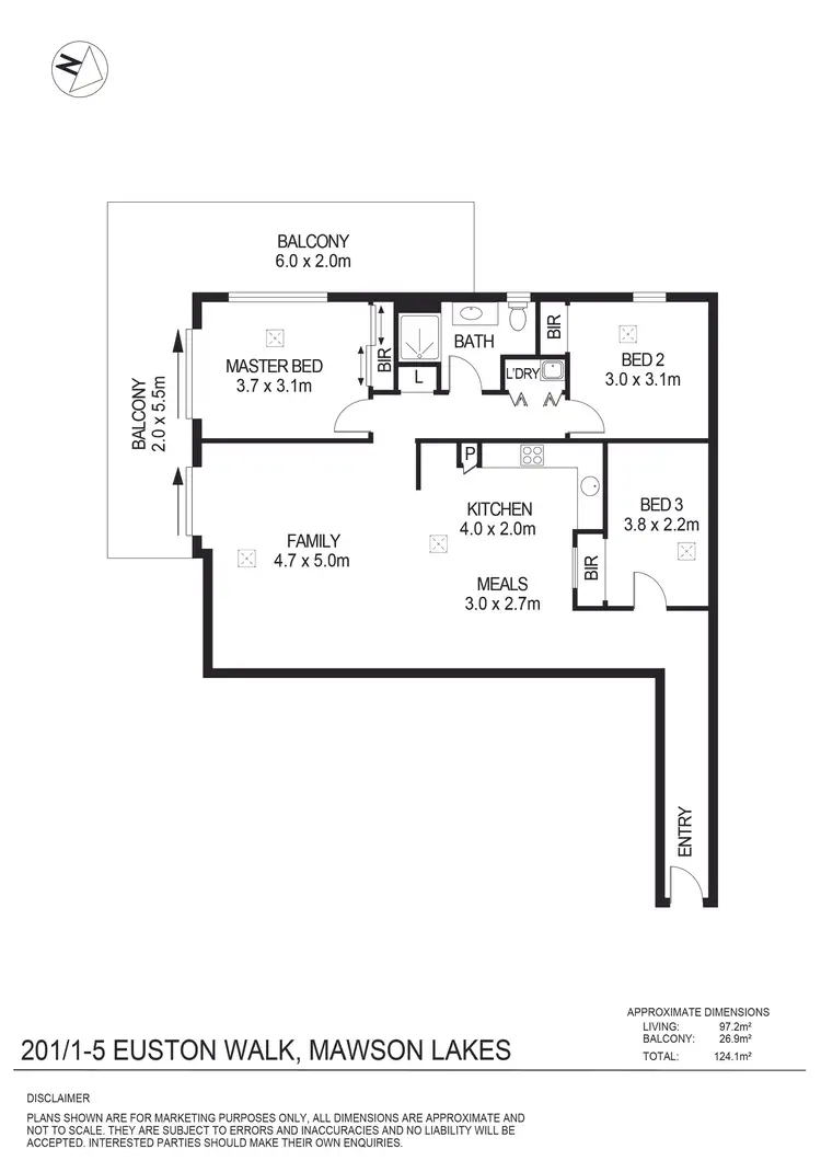Floorplan of Homely house listing, 201/1-5 Euston Walk, Mawson Lakes SA 5095