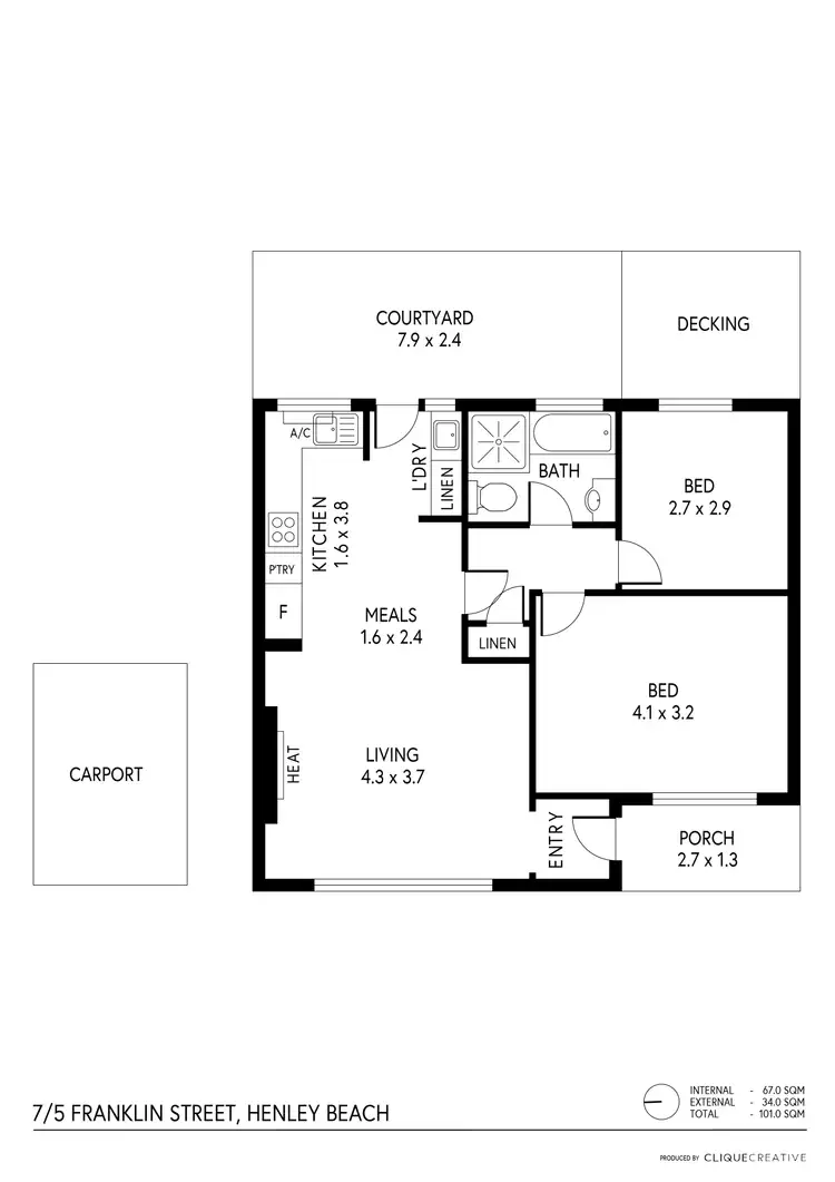 Floorplan of Homely unit listing, 7/5 Franklin Street, Henley Beach SA 5022