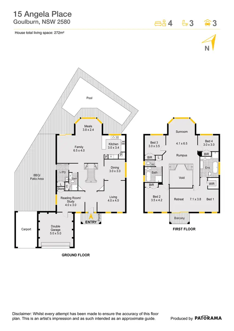 Floorplan of Homely house listing, 15 Angela Place, Goulburn NSW 2580