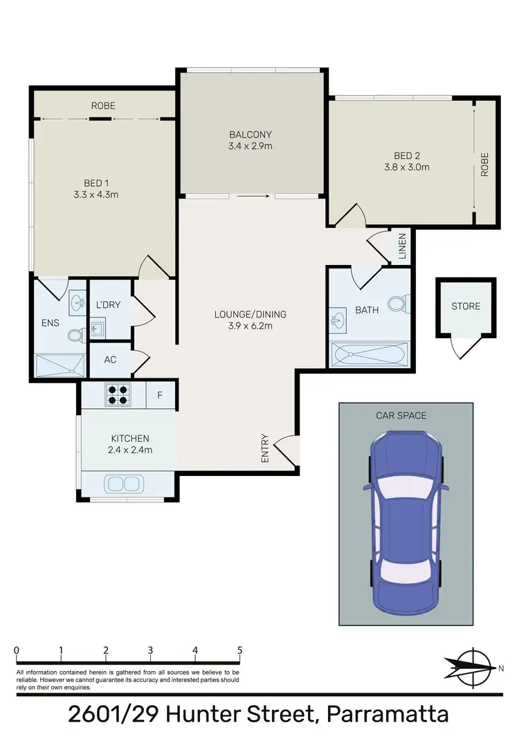 Floorplan of Homely apartment listing, 2601/29 Hunter Street, Parramatta NSW 2150