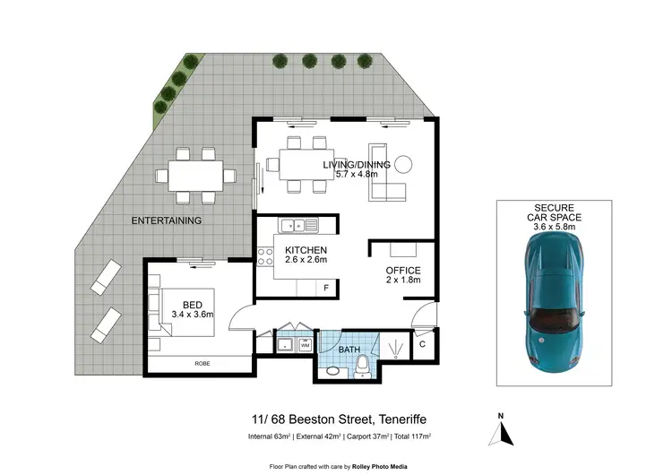 Floorplan of Homely apartment listing, 11/68 Beeston Street, Teneriffe QLD 4005