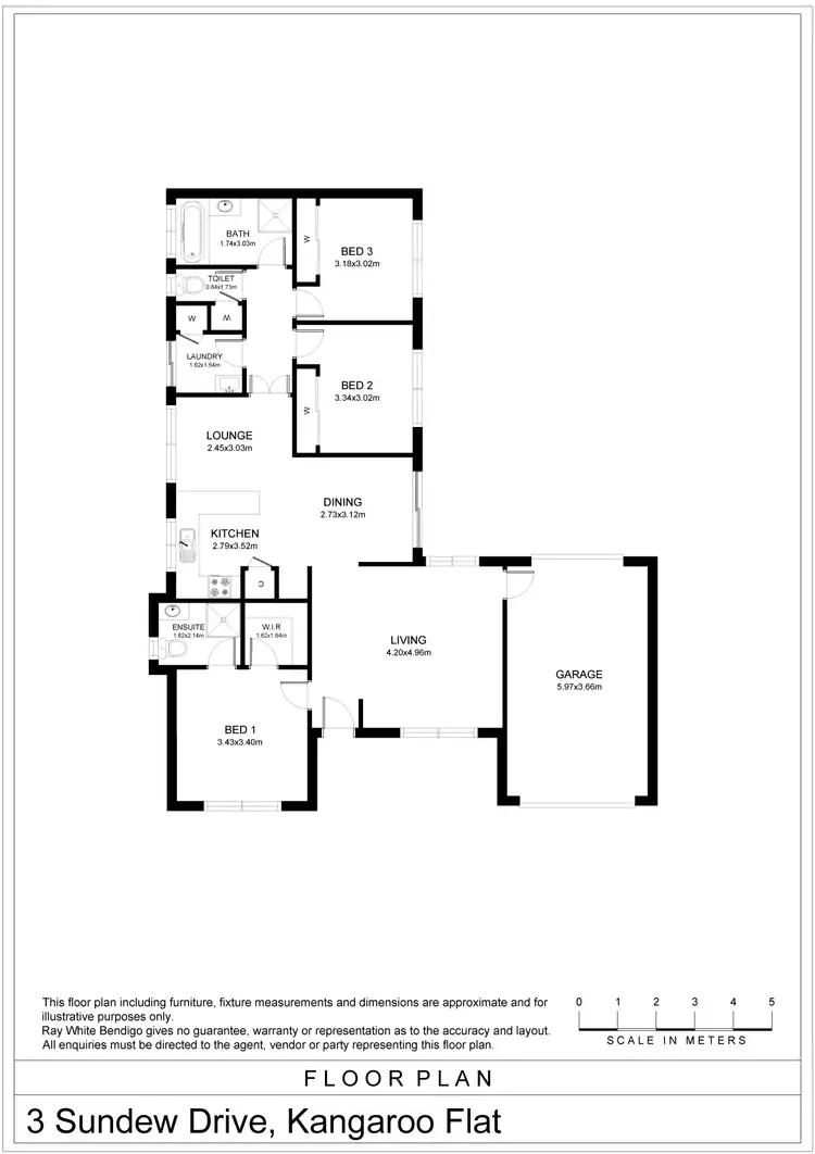 Floorplan of Homely house listing, 3 Sundew Drive, Kangaroo Flat VIC 3555