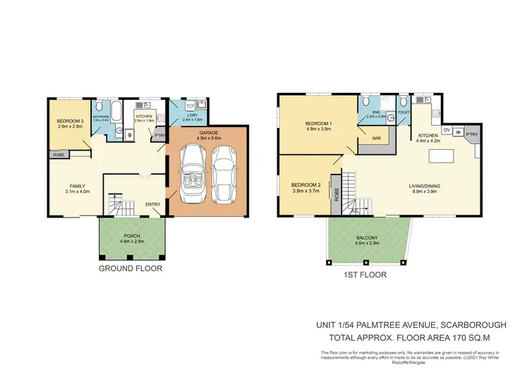 Floorplan of Homely townhouse listing, 1/54 Palmtree Avenue, Scarborough QLD 4020