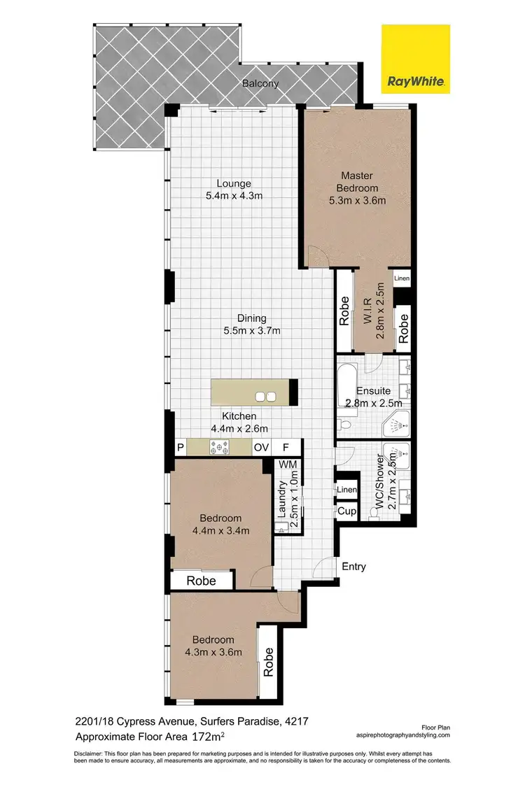 Floorplan of Homely apartment listing, 2201/18 Cypress Avenue, Surfers Paradise QLD 4217