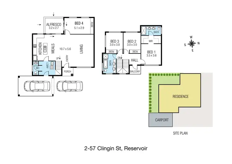 Floorplan of Homely townhouse listing, 2/57 Clingin Street, Reservoir VIC 3073