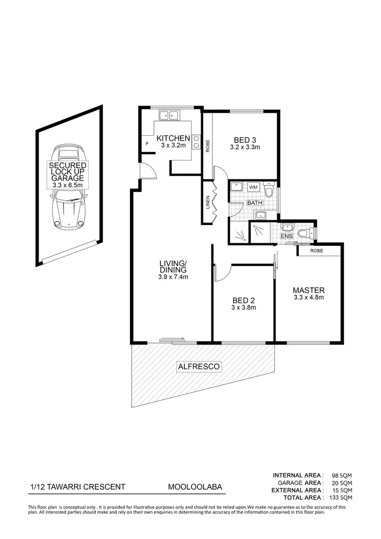 Floorplan of Homely unit listing, 1/12 Tarwarri Crescent, Mooloolaba QLD 4557