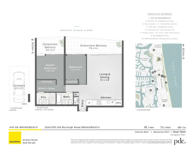 Floorplan of Homely apartment listing, 2204/159 Old Burleigh Road, Broadbeach QLD 4218