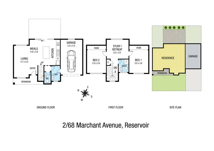 Floorplan of Homely townhouse listing, 2/68 Marchant Avenue, Reservoir VIC 3073