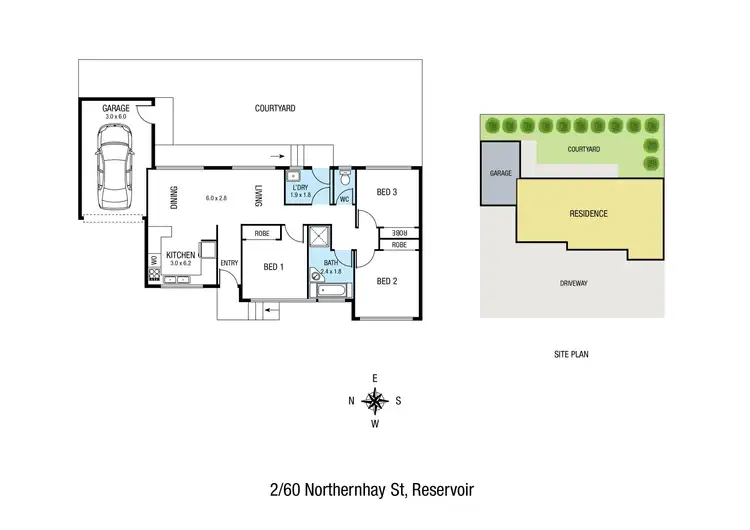 Floorplan of Homely unit listing, 2/60 Northernhay Street, Reservoir VIC 3073