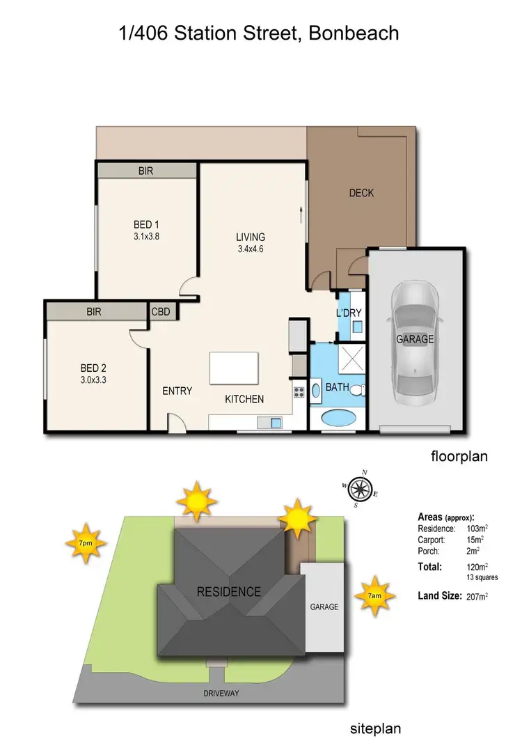 Floorplan of Homely unit listing, 1/406 Station Street, Bonbeach VIC 3196