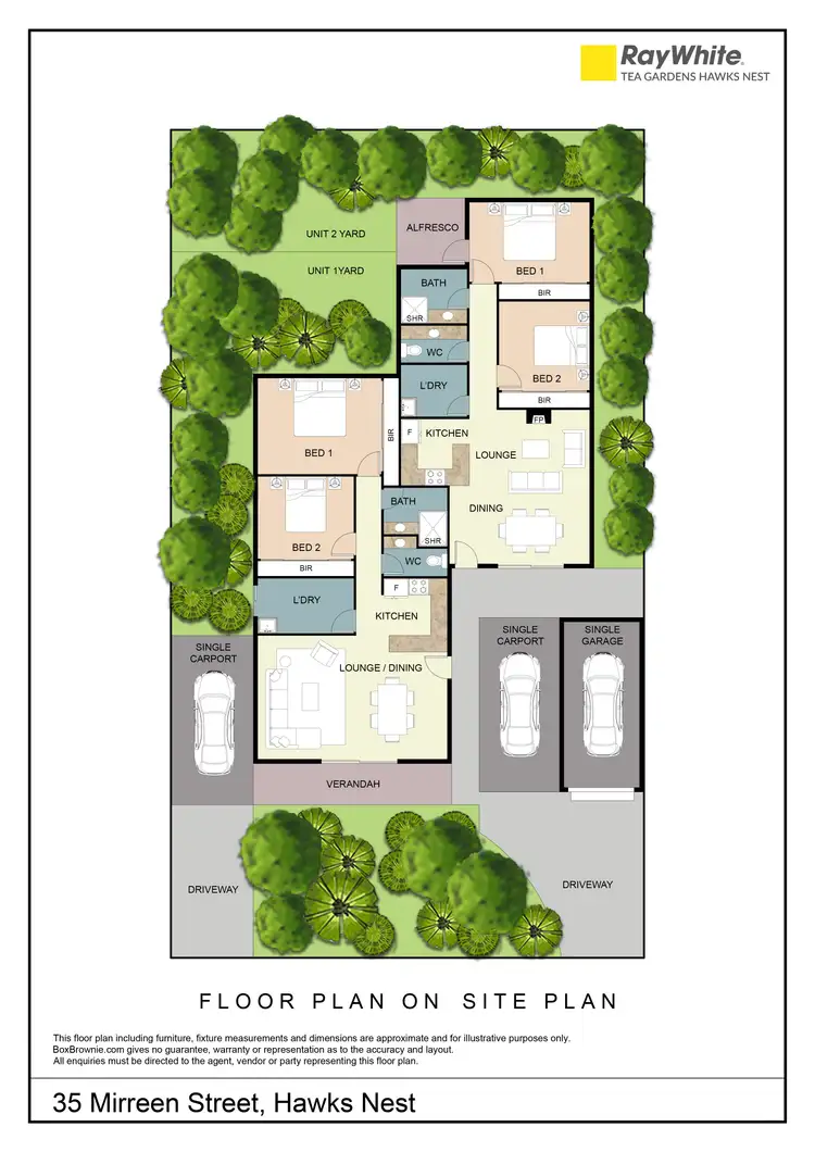Floorplan of Homely semi-detached listing, 35 Mirreen Street, Hawks Nest NSW 2324