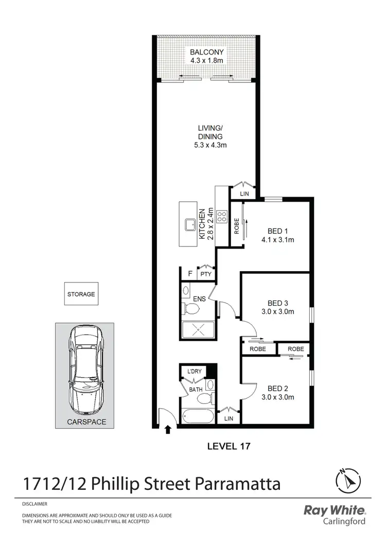 Floorplan of Homely apartment listing, 1712/12 Phillip Street, Parramatta NSW 2150