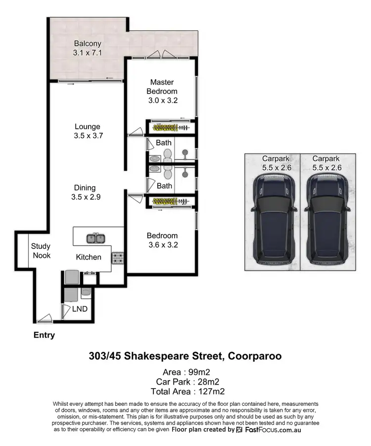 Floorplan of Homely apartment listing, 303/45 Shakespeare Street, Coorparoo QLD 4151