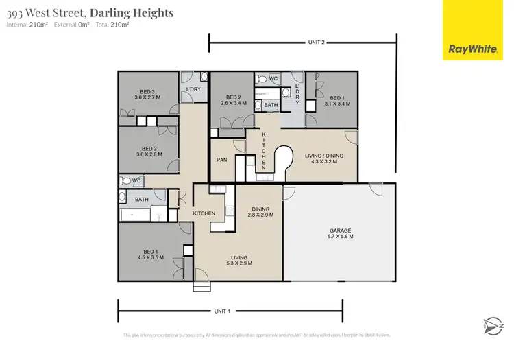 Floorplan of Homely block of units listing, 1 & 2/393 West Street, Darling Heights QLD 4350