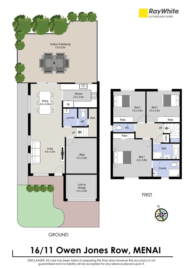 Floorplan of Homely townhouse listing, 16/11 Owen Jones Row, Menai NSW 2234