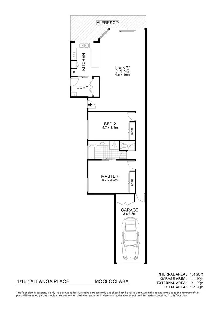 Floorplan of Homely unit listing, 1/16 Yallanga Place, Mooloolaba QLD 4557