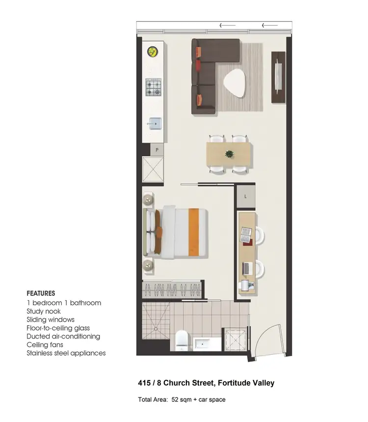 Floorplan of Homely apartment listing, 415/8 Church Street, Fortitude Valley QLD 4006