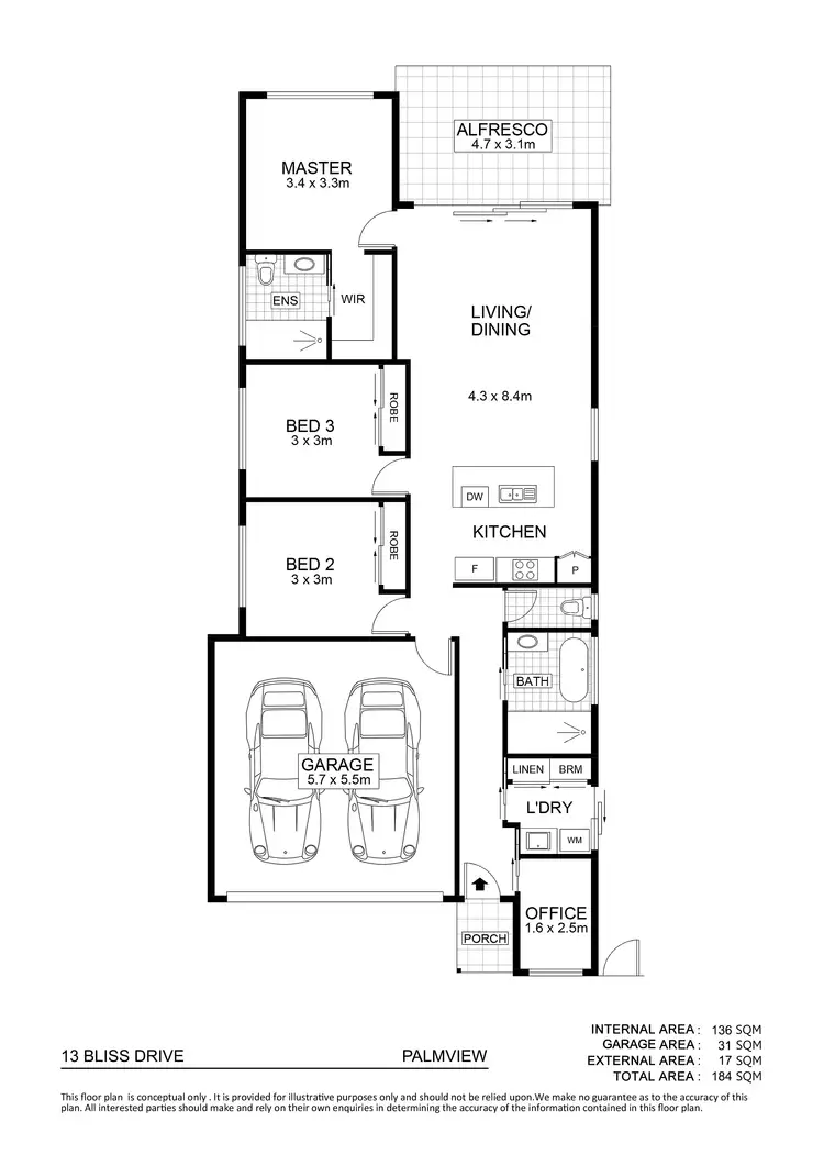 Floorplan of Homely house listing, 13 Bliss Drive, Palmview QLD 4553