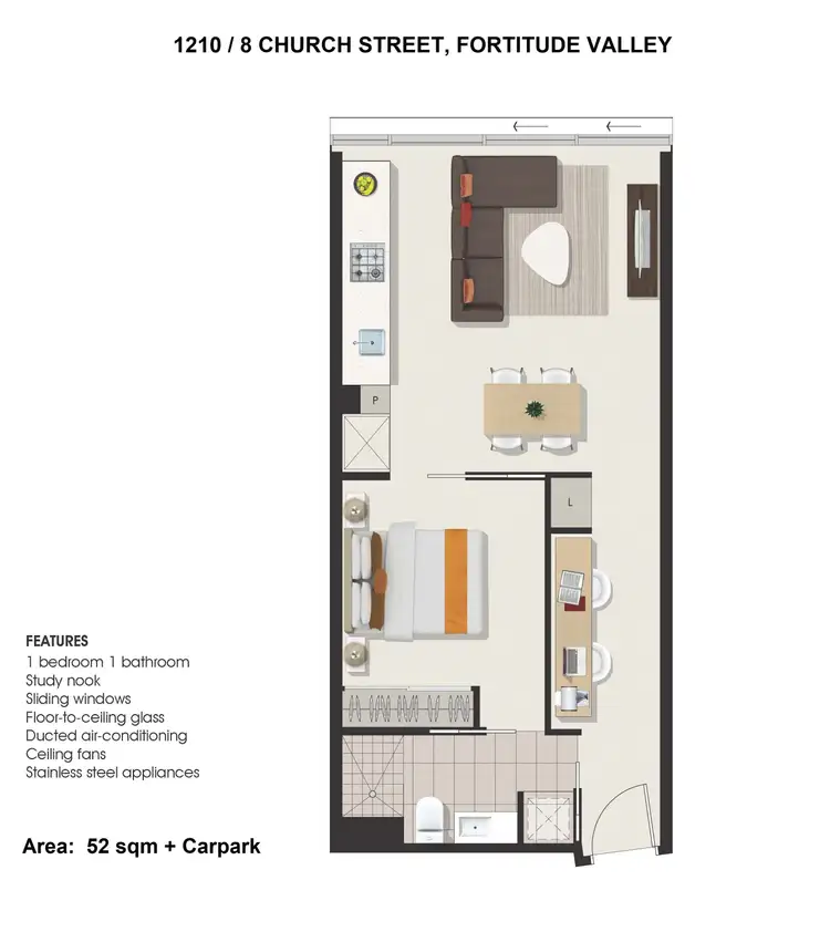 Floorplan of Homely apartment listing, 1210/8 Church Street, Fortitude Valley QLD 4006
