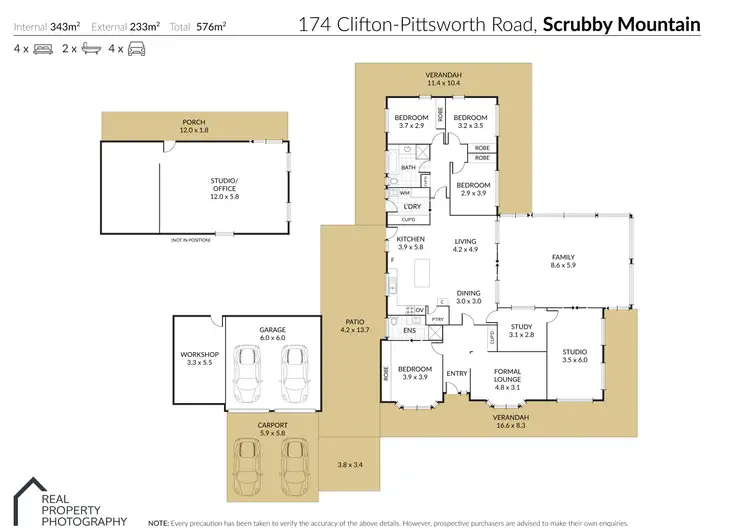 Floorplan of Homely rural property listing, 'Billagal'   -   174 Pittsworth-Clifton Road, Pittsworth QLD 4356