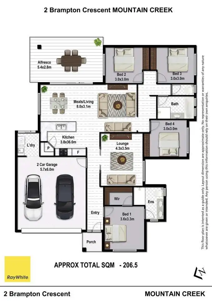 Floorplan of Homely house listing, 2 Brampton Crescent, Mountain Creek QLD 4557