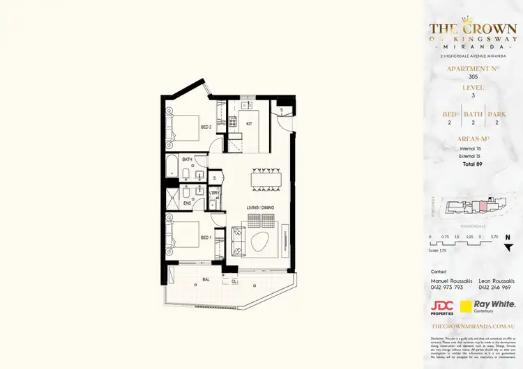 Floorplan of Homely apartment listing, 305/2 Higherdale Avenue, Miranda NSW 2228