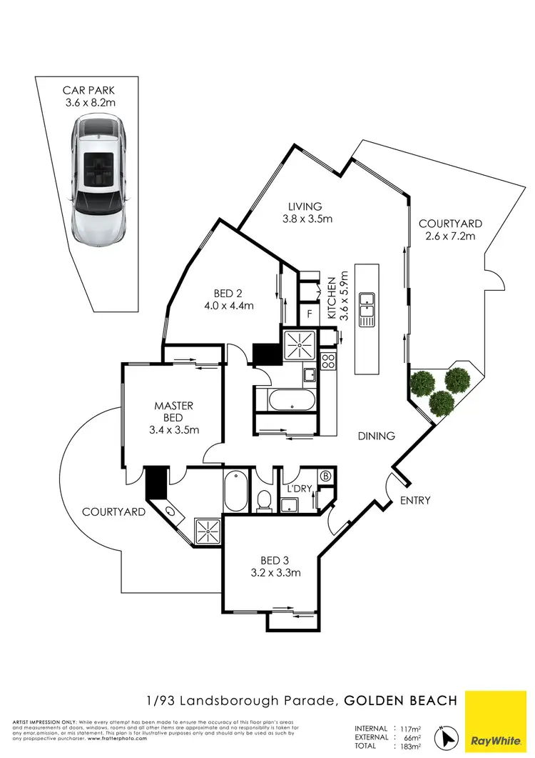 Floorplan of Homely unit listing, Unit 1/93 Landsborough Parade, Golden Beach QLD 4551