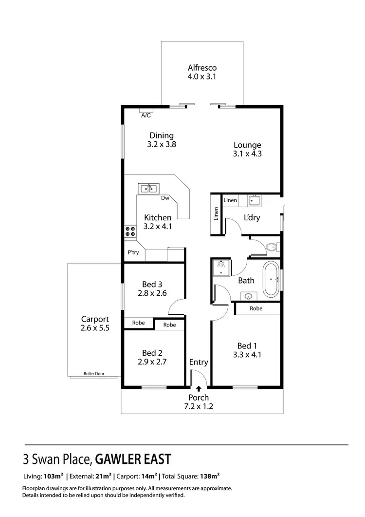 Floorplan of Homely house listing, 3 Swan Place, Gawler East SA 5118