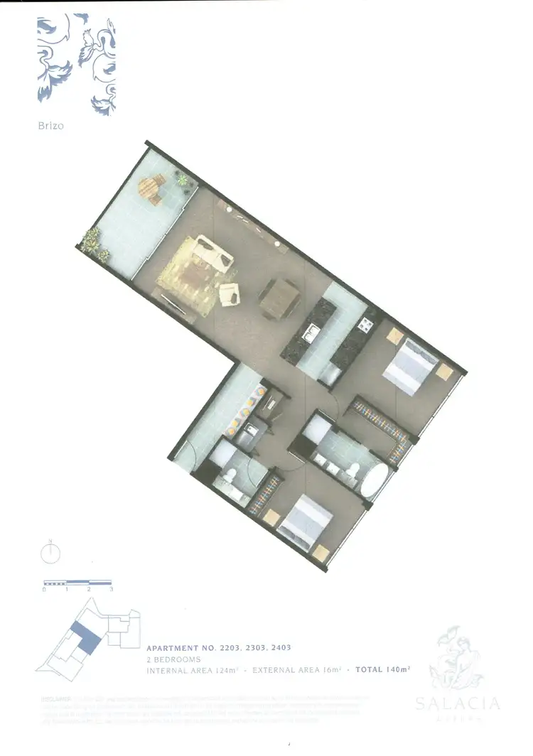 Floorplan of Homely apartment listing, 2203/1 Marina Promenade, Paradise Point QLD 4216
