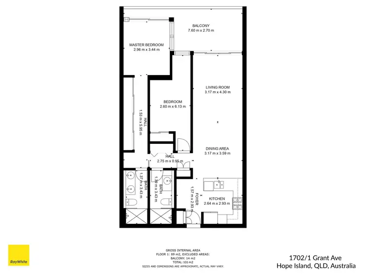 Floorplan of Homely apartment listing, 1702/1 Grant Avenue, Hope Island QLD 4212