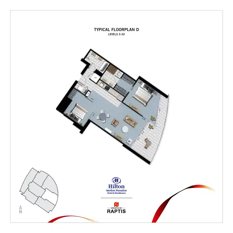 Floorplan of Homely apartment listing, 10704/3113 Surfers Paradise Boulevard, Surfers Paradise QLD 4217