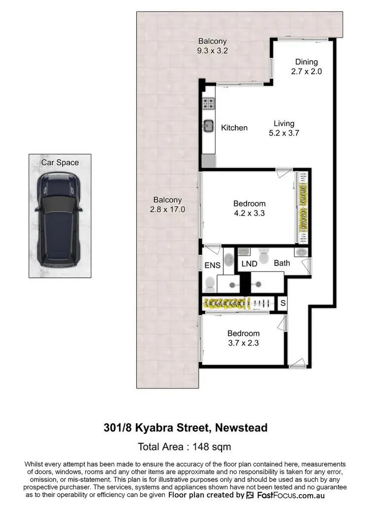 Floorplan of Homely apartment listing, 301/8 Kyabra Street, Newstead QLD 4006