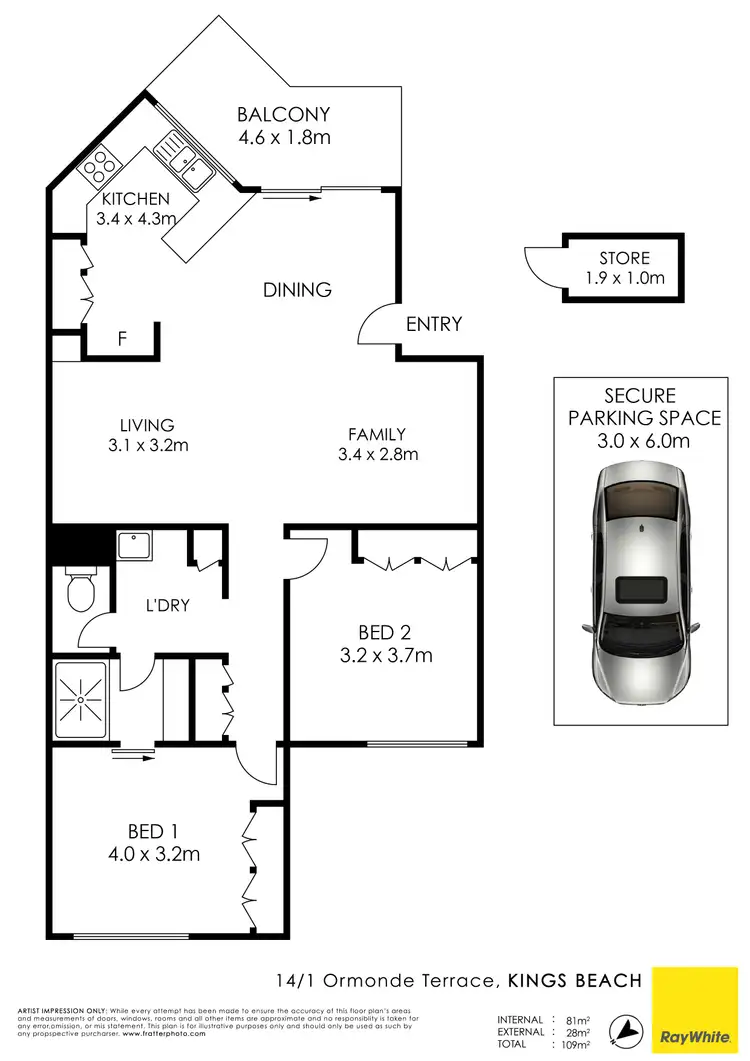Floorplan of Homely unit listing, Unit 14/1 Ormonde Terrace, Kings Beach QLD 4551