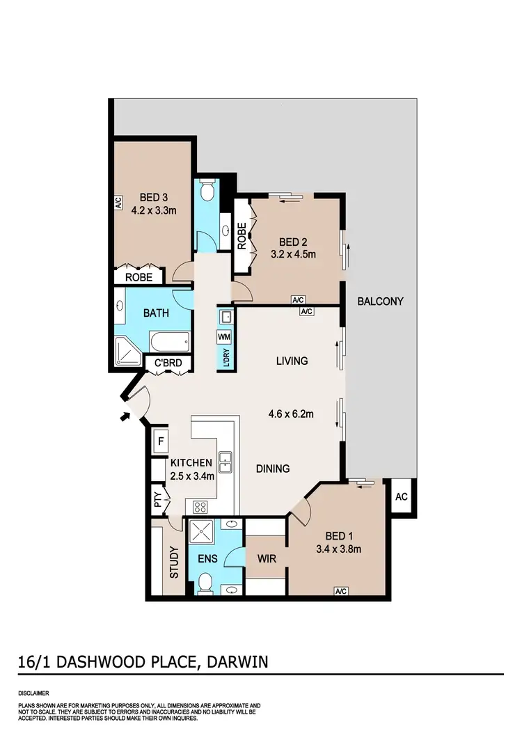 Floorplan of Homely unit listing, 16/1 Dashwood Place, Darwin City NT 800