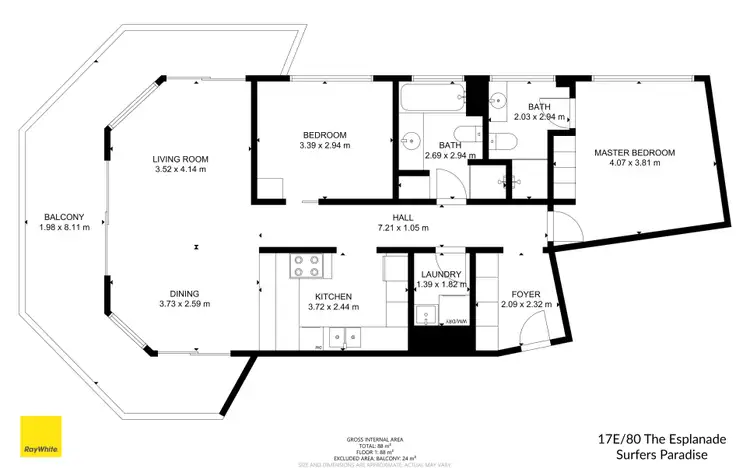 Floorplan of Homely apartment listing, 17E/80 The Esplanade, Surfers Paradise QLD 4217