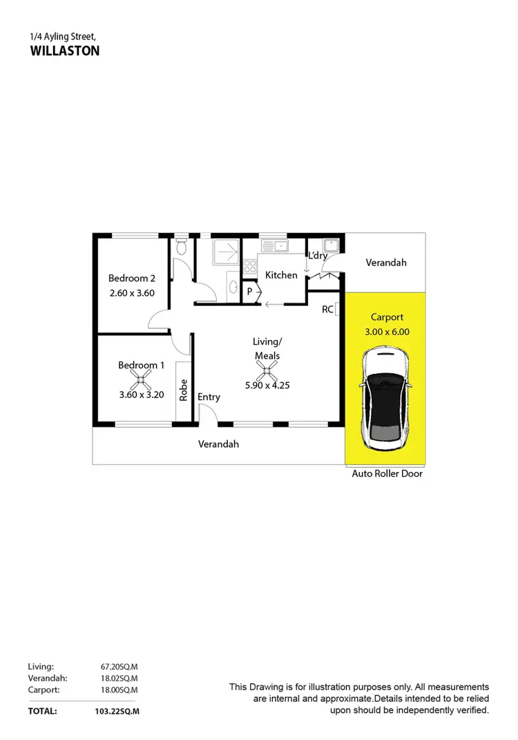 Floorplan of Homely unit listing, 1/4 Ayling Street, Willaston SA 5118