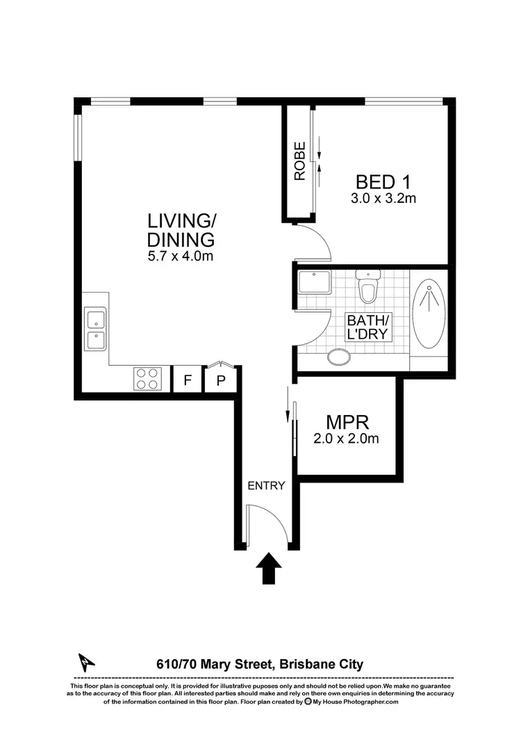 Floorplan of Homely apartment listing, 610/70 Mary Street, Brisbane City QLD 4000