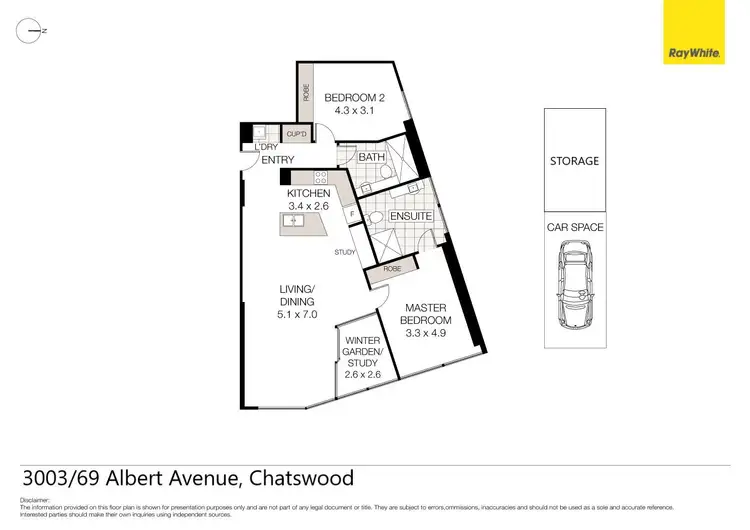 Floorplan of Homely unit listing, 3003/69 Albert Avenue, Chatswood NSW 2067