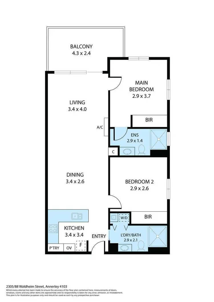 Floorplan of Homely unit listing, 2305/88 Waldheim Street, Annerley QLD 4103