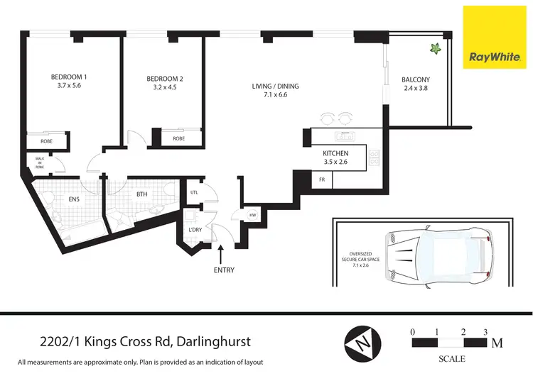 Floorplan of Homely apartment listing, 2202/1 Kings Cross Road, Darlinghurst NSW 2010