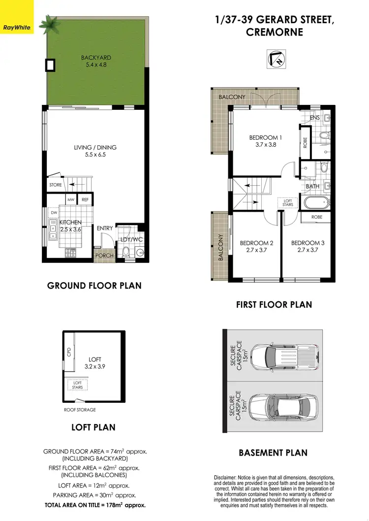 Floorplan of Homely townhouse listing, 1/37-39 Gerard Street, Cremorne NSW 2090