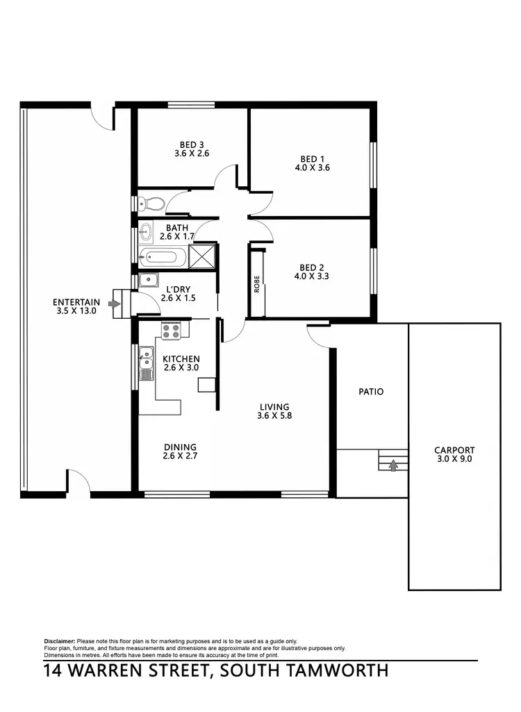 Floorplan of Homely house listing, 14 Warren Street, Tamworth NSW 2340