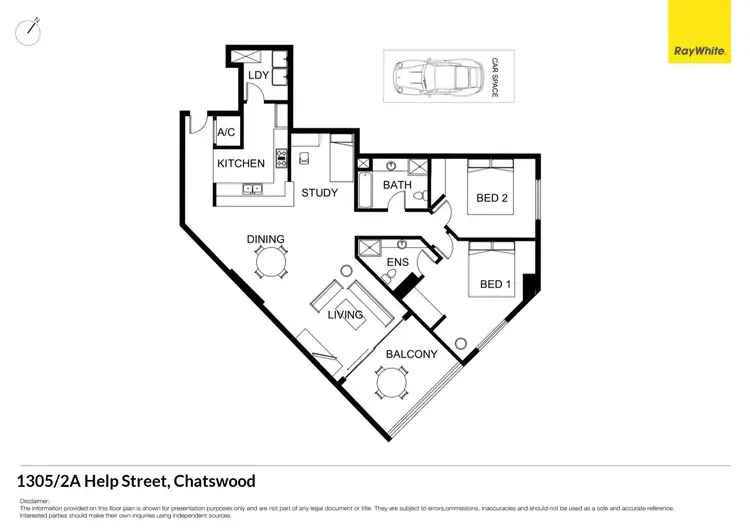 Floorplan of Homely unit listing, 1305/2A Help Street, Chatswood NSW 2067